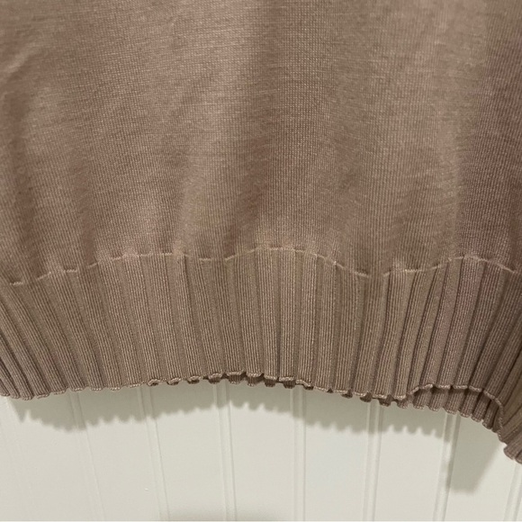 Metric Knits Women's V-Neck Sweater in Beige - Picture 2 of 9